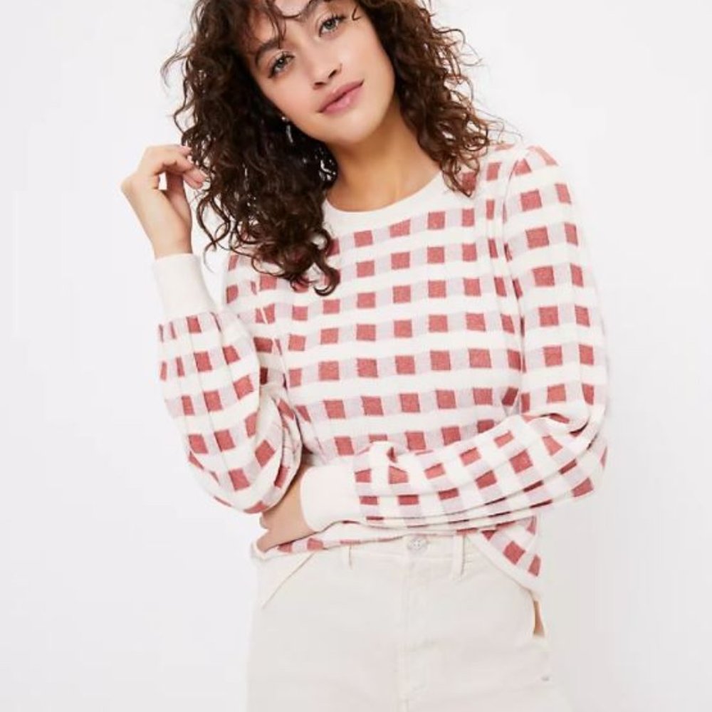 NWT LOFT Women's Petite Gingham Sweater